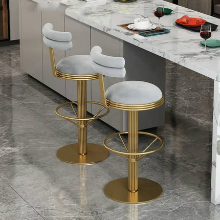 Italian Luxury Stainless Steel Bar Stool Modern Simple High Stool for Dining Living Room and Home Bar Rotating Cafe Chair