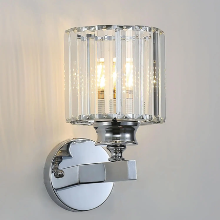 Modern Luxury Iron Crystal LED Wall Lamp With Golden Finish for Hotel Bedroom Home Decor