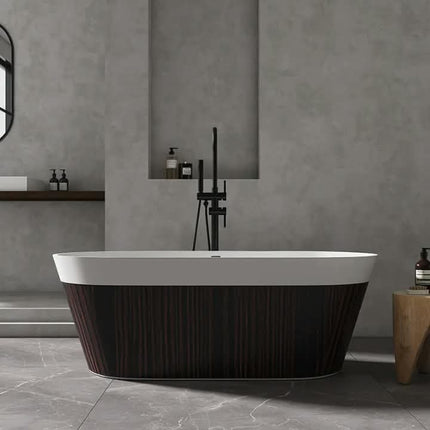 Maydon Modern Freestanding Oval Bathtub Solid Surface Eco-Friendly Durable Safety 1600mm Soaking Tub Lid Stylist Bathroom Design