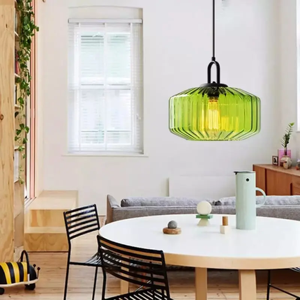 Green Glass Pendant Lamp Plug in Pendant Light Fixtures Mid Century Modern Hanging Lamp for Living Room