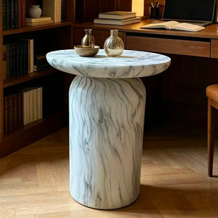 Modern Minimalist Faux Marble Coffee Table, Versatile Living Room Side Table. Realistic Stone Texture