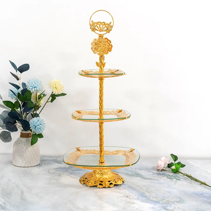 Three-Tier European Style Fruit Plate Household Multi-Tier Living Room Snack Dessert Wedding Festival Platter Dried Fruit