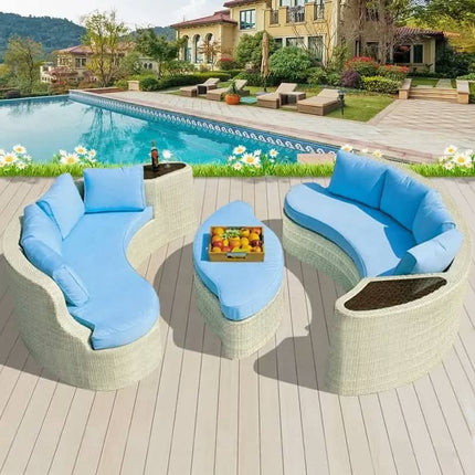 Luxury Patio Sofa Sets Outdoor Furniture Garden Patio Leisure Furniture Set Semi Circle Outdoor Rattan Sofa Set
