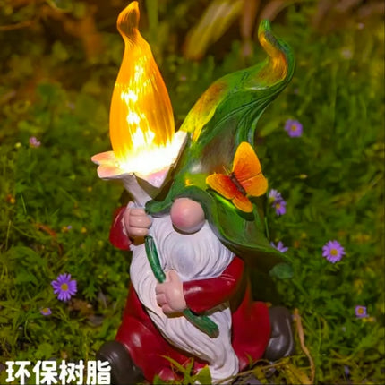 Outdoor Solar Garden Decorative Lights Cute Gnome Resin Statue Landscape Lamp For Yard Lawn Patio Pathway Decoration