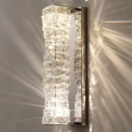 Post-Modern Luxury Stainless Steel Crystal LED Wall Sconce Pendant Light for Bedroom Bedside Living Room Hotel Hallway Corridor