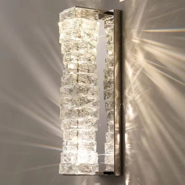 Post-Modern Luxury Stainless Steel Crystal LED Wall Sconce Pendant Light for Bedroom Bedside Living Room Hotel Hallway Corridor