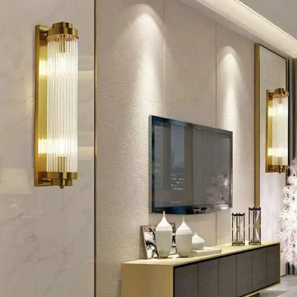 Modern All Copper Gold LED Wall Lamp Romantic Warm Glass Luxury Post-Modern Design Custom Size Home Living Room Dining Room