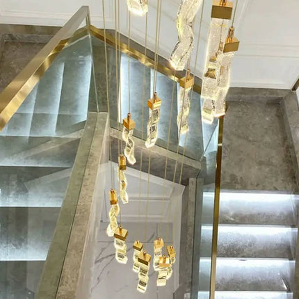 LED Chandelier Lighting Duplex Rotating Staircase Postmodern Creative Pendant Lamp Dining Living Room Hanging Lights