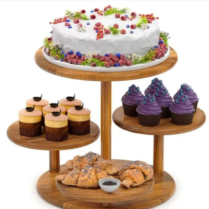 4 Tier Round Cupcake Tower Stand Wooden Cake Stand Rustic Cupcake Stand