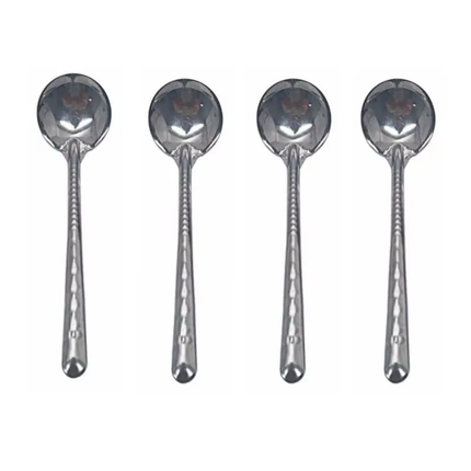 Cheap Bulk 18/0 Stainless Steel Round Spoons Set Silver Machine Polish Long Handle Soup Spoon For Home Restaurant