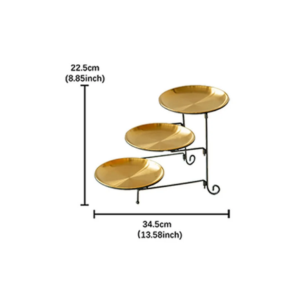 Modern Three Layer Fruit Cake Plate, Artistic And Luxurious Stainless Steel and Iron Detachable and Foldable Dessert Plate