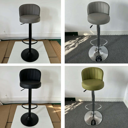 Pure Tone TUQ Chair White Thick Round Seat Bar Stool for Home Bar Space Contemporary White Back Support Bar Chairs