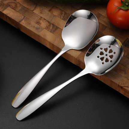 High Quality Customizable Stainless Steel 304 Round Soup Spoon Big Metal Soup Spoon Slotted Spoon for Buffet