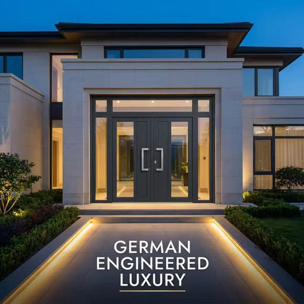 Luxury German Design Villa Main Entrance Door Custom Cast Aluminum Double Door With Glass Panel For Mansion Exterior