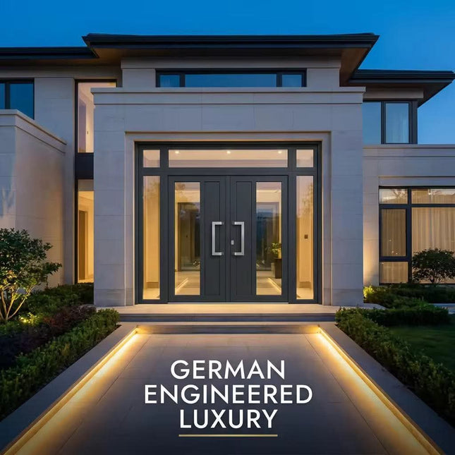 Luxury German Design Villa Main Entrance Door Custom Cast Aluminum Double Door With Glass Panel For Mansion Exterior