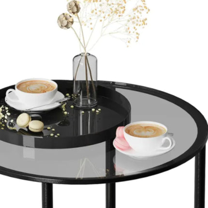 Nordic Style Luxury Small Round Side Tables Coffee Sofa Tempered Glass Corner Table For Living Room