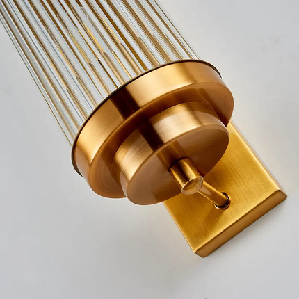 Modern Luxury Antique Brass Crystal Glass LED Wall Sconce Lamp Remote Control for Living Room Hotel Bathroom Indoor