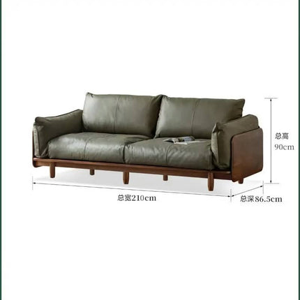High Quality Living Room Sofa Italian Minamalist Light Luxury Design With Black Walnut Solid Wood Frame For Home Use