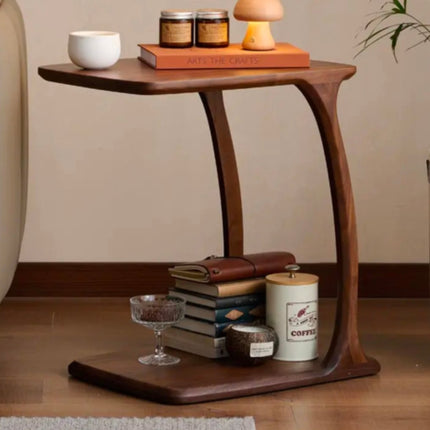 Solid Coffee Table Black Walnut Solid Wood Light Luxury Modern Living Room Corner Table Movable Multifunctional Flooring