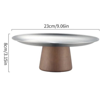 Light Solid Wood Cream Style Dessert Stand Household Snack Display Tall Stainless Steel Fruit Plate Tray Candy Tray