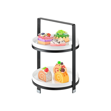 3pc Ceramic Plate and Dessert Display Rack Tray Steel Staircase Frame Catering Stand Serving Trays Cake Tools
