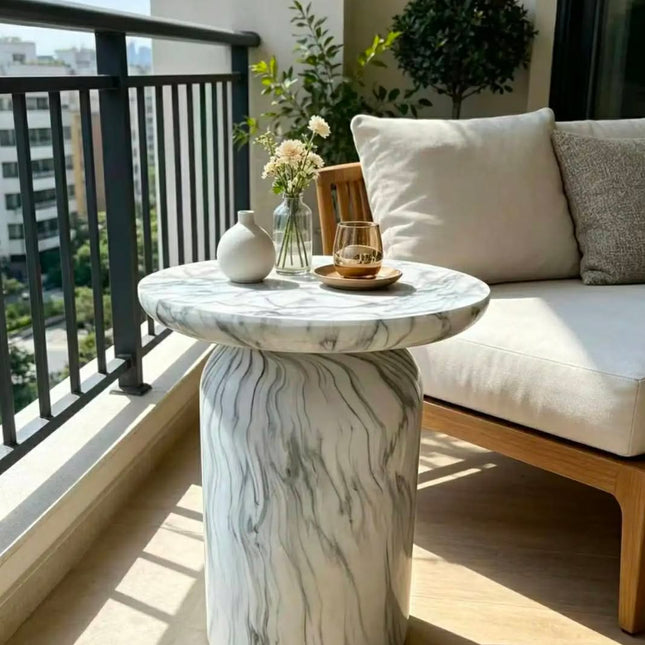 Modern Minimalist Faux Marble Coffee Table, Versatile Living Room Side Table. Realistic Stone Texture