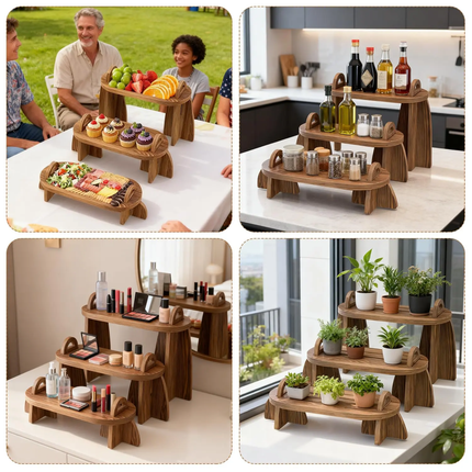Wooden Serving Tray Cupcake Stand Dessert Table Display Wood Tiered Tray Serving Food Fruit Tray For Party Birthday Wedding