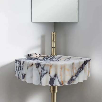 Bathroom Luxury Calacatta Marble Wall-Hung Sink – Natural Stone, Custom Shape, Elegant Design for Premium Decoration