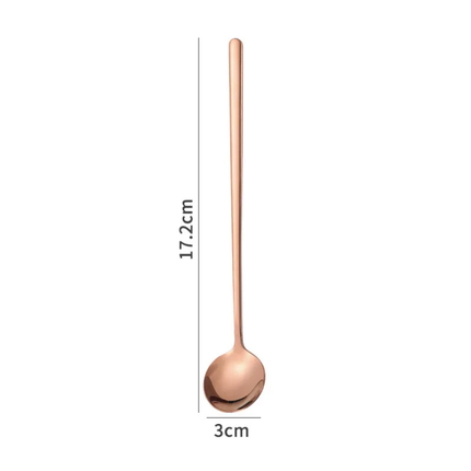 Custom Logo Stainless Steel Mirror Polish Long Handle Teaspoon with PVD Gold Coating For Coffee Latte Ice Cream Mixing-Present