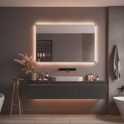 Custom Modern Luxury Waterproof Wall‑Hung Stainless Steel Vanity with Double Sink and Smart Mirror