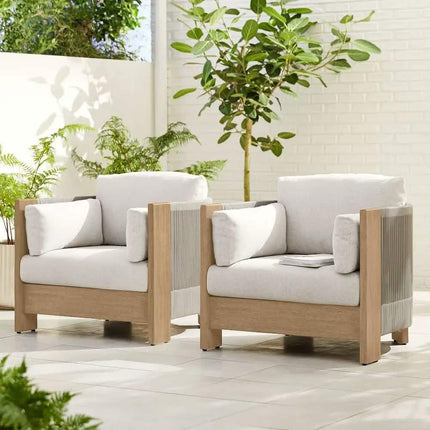 Outdoor Teak Rattan Wicker Set Anti-corrision Waterproof Durable Furniture For Hotel Villa Garden Modern Design Distressed
