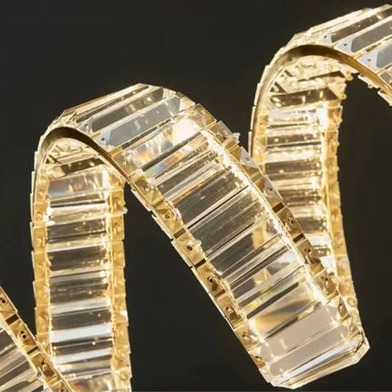 Modern Double Full Helix Pendant Light Luxury Decoration Crystal LED Chandelier For Living Room Dining Room Chandelier