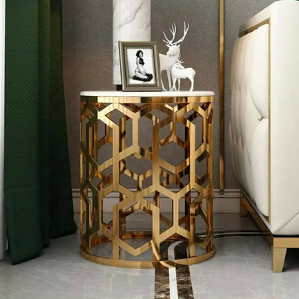 Round Design Gold Stainless Steel Side Table Hotel Furniture Small Round Table