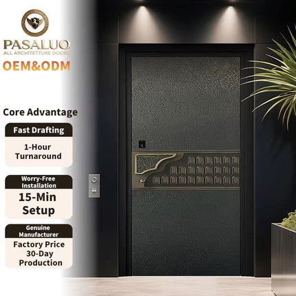 2026 OEM PSL Factory Price Luxury Metal Residential Home Villa Entrance Security Front Entry Exterior Doors For Houses