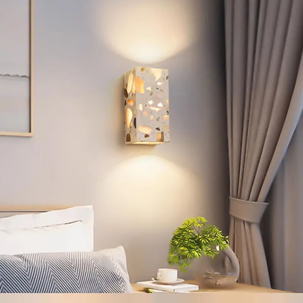 New Square Terrazzo Stone LED Wall Light 9W Corridor Sconce for Home Decor Bedroom Living Room -Mediterranean Design Warm White