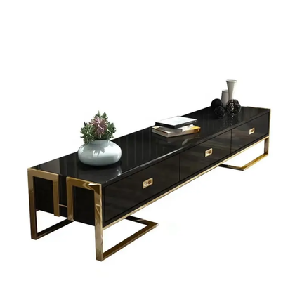 Moderno luxury TV stand stainless steel leg with acrylic wooden TV cabinet for living room bedroom hall workshop entry