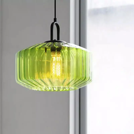 Green Glass Pendant Lamp Plug in Pendant Light Fixtures Mid Century Modern Hanging Lamp for Living Room