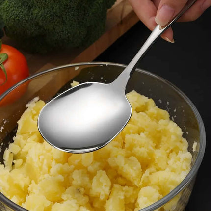 High Quality Customizable Stainless Steel 304 Round Soup Spoon Big Metal Soup Spoon Slotted Spoon for Buffet
