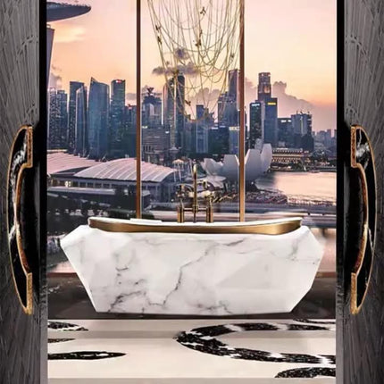 Modern Luxury Stainless Steel Bathtub Contract Grade Freestanding Soaking Tub Durable Metallic Finish For Luxury Villa Project