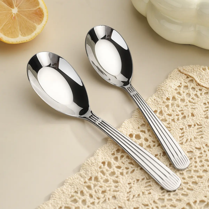 OEM/ODM Roman-Column 304 Stainless Steel Hotel-Grade Thickened Flat-Bottom Soup Spoon Mirror Finish Modern Minimalist