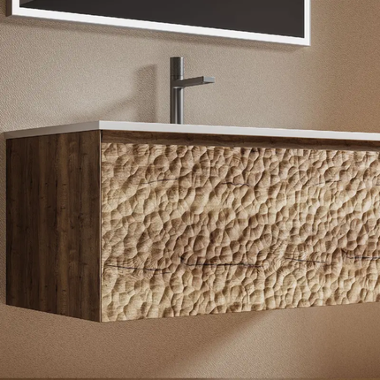 Luxurious Modern Hotel Bathroom Vanity Set – Lacquered Cabinet, Smart Mirror, Plywood Frame, Ceramic Basin Wall-Mounted