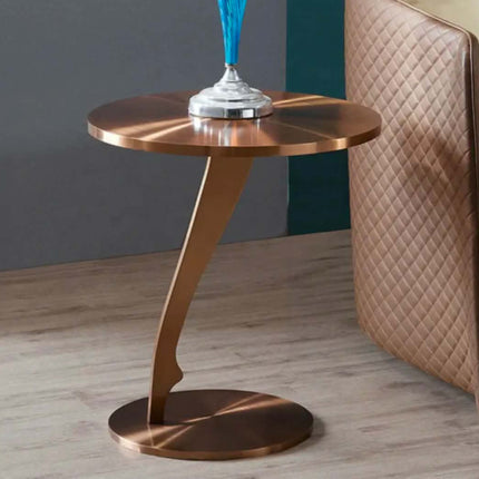Nordic -Style Light-Luxury Stainless Steel Side Table Modern Compact Design Laser-Cut Rounded-Edge Living Room Furniture