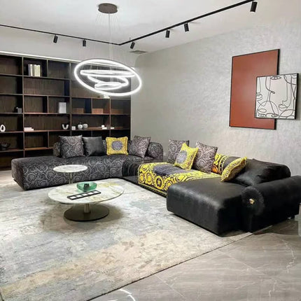 L-Shape 7-Seater Modern Luxury Sectional Sofa Premium Leather Modular Velvet Living Room Set Home Furniture