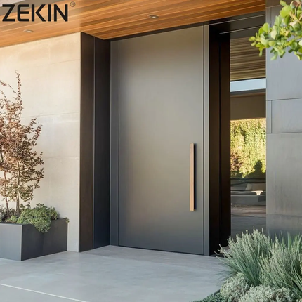 ZEKIN Aluminum Modern Luxury Security Door Residential Pivot Door Apartment House Armored Front Entry Main Gate Entrance Door