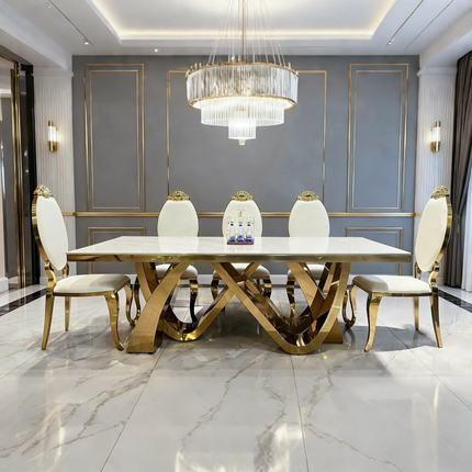 Dining Room Furniture Luxury Marble Modern Dining Table Set 6 8 Chairs Wedding Party Banquet Tables Dining Room Table For Events