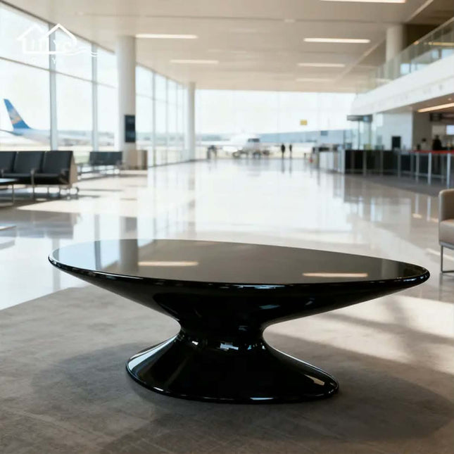 Made of FiberGlass Modern Artistic Black Fiberglass Eco-Friendly Adjustable Height Portable Convertible Coffee Table For Living Room