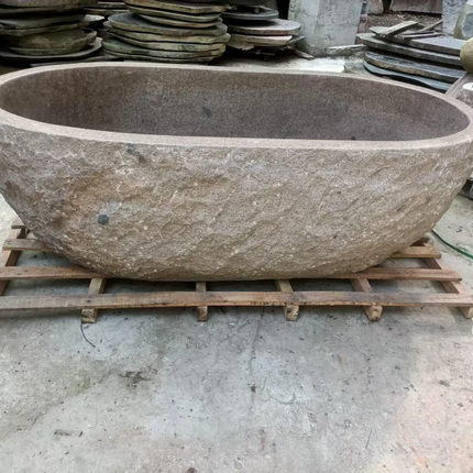 Customized Made Modern Luxury Natural Stone Granite Spa Tub Oval Shape Indoor Hit Tub For Home & Bathroom Decoration
