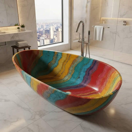 Artificial Stone Bathtub Customized Indoor Villa Decorative Solid Marble Craving Soaking Bath Tub Adult Bathtub