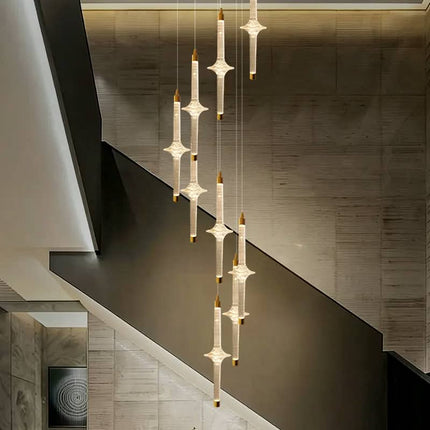 Nordic Stairs LED High Ceiling Minimalist Duplex Attic Lobby Staircase Chandelier Indoor Lighting