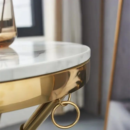 Modern luxury gold stainless steel round marble coffee table home furniture for living room metal side table
